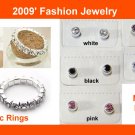 Sparkle Elastic  Rhinestone Rings + 3mm Magnetic Rhinestone Earrings (1 pack)