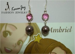 EP5 Swarovski Crystal Pearls Earrings (Pink + Burgundy)