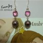 EP5 Swarovski Crystal Pearls Earrings (Pink + Burgundy)