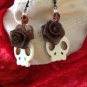 Bronze Mesh Rose, Skull Earings