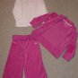 Bright Pink Velour 3 Piece Outfit "Baby Gap" Size 3T