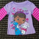 Long-Sleeve Top Doc McStuffins "Share the Care"  Striped Sleeves 2T  NEW