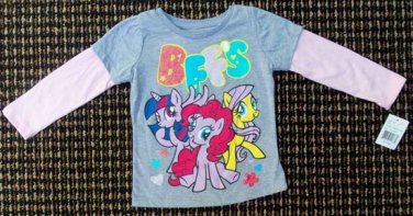 Long-Sleeved Shirt Gray with Pink Sleeves"My Little Pony BFFS" 2T  NEW