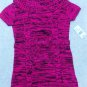 Girl's Cowl Neck Sweater Short Sleeves Hot Pink/Black  NEW
