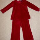 Girl's "Children's Place" Red Velour Infant Pullover Top and Pants 12-18 Months