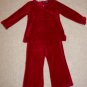 Girl's "Children's Place" Red Velour Infant Pullover Top and Pants 12-18 Months