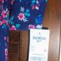 Oshkosh Girls Knit Tunic Top Size 14 Navy Blue Background w/Pink and Light Blue NEW