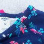 Oshkosh Girls Knit Tunic Top Size 14 Navy Blue Background w/Pink and Light Blue NEW