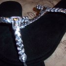 Silver Braided Thong Sandals Size 8