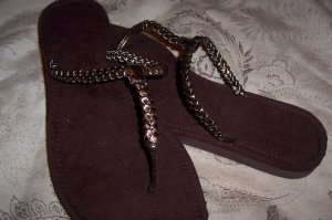 Bronze Braided Thong Sandals