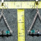Teal & Grey Swarski Crystal Triangle Dangle Earrings (ER-0005)