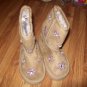 Suede Boots Purple Flowers Faux Rhinestone Center Infant Girl Boots Size 4 UK FREE SHIPPING