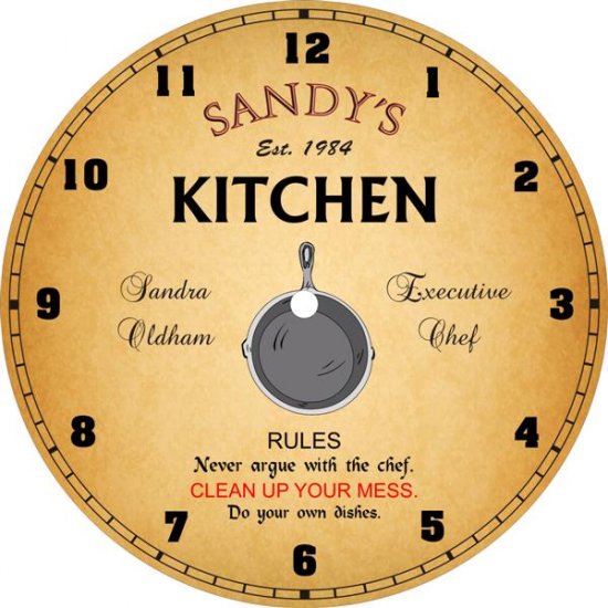 Custom Personalized Kitchen Chef Cook Diner Clock