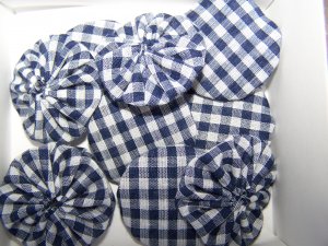 Navy Gingham Yo-Yo's - Quantity 10