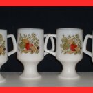 Set of 4 Vintage Hoosier Milk Glass Pedestal Mugs, Exc.