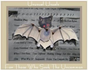 Adorable BAT Folk Art Toy Doll Paper PUPPET aceo atc