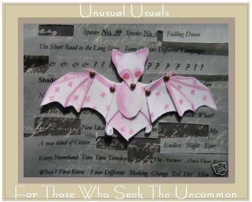 Adorable BAT Folk Art Toy Doll Paper PUPPET aceo atc
