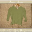 SOLITAIRE Leafy Green Fitted Pullover Shirt Top Medium M