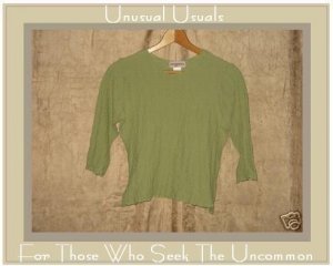 SOLITAIRE Leafy Green Fitted Pullover Shirt Top Medium M