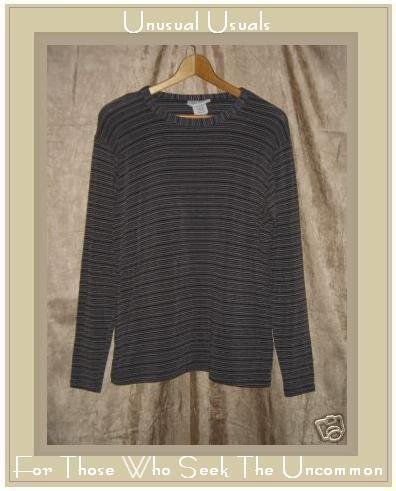 FLAX by Jeanne Engelhart Striped Knit Tunic Top Shirt MEDIUM M