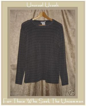 FLAX by Jeanne Engelhart Striped Knit Tunic Top Shirt MEDIUM M