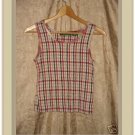 LEMON GRASS Puckered Plaid Pullover Tank Top Shirt SMALL S