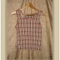 LEMON GRASS Puckered Plaid Pullover Tank Top Shirt SMALL S