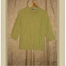 Chico's Design Green SILK & LINEN Button Shirt Top Size 0 Small S