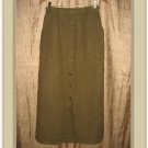 FLAX by Jeanne Engelhart Olive LINEN Button Bottom Skirt Small S