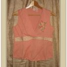Heart Soft Coral & Lace Knit Tank Top Shirt Medium M
