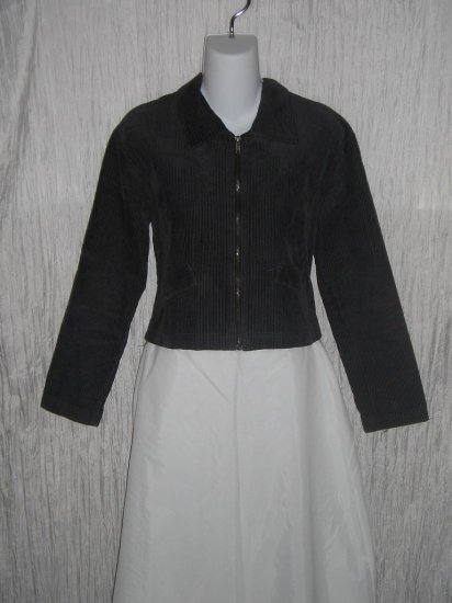 Rendez Vous Cropped Green Cotton Corduroy Zip Jacket Coat Medium M