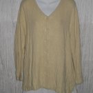 CUT LOOSE Soft Earthy Beige Rayon & Flax Button Tunic Top Shirt Small S