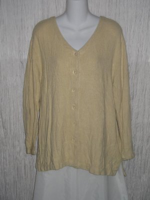 CUT LOOSE Soft Earthy Beige Rayon & Flax Button Tunic Top Shirt Small S