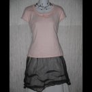 GAP Soft Pink Cotton Wool Knit Ruffle Trim Tee Shirt Top Large L