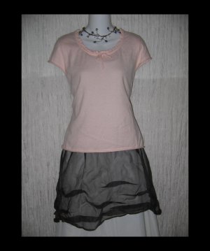 GAP Soft Pink Cotton Wool Knit Ruffle Trim Tee Shirt Top Large L