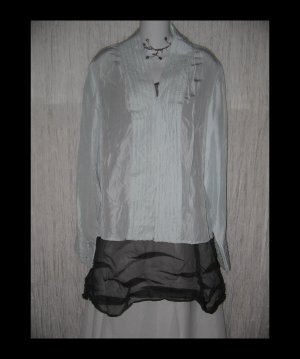 New J. Jill Robbin Egg Blue Silk Shirt Tunic Top X-Large XL