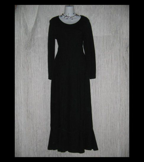 CLOTHESPIN Boutique Long Black Knit Gathered Hem Dress Medium M