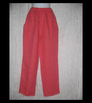 FLAX Long Red Striped LINEN Pants Jeanne Engelhart Small S