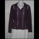New J. Jill Purple Velvet Lace Knit Button Tunic Top Shirt Medium M