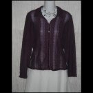 New J. Jill Purple Velvet Lace Knit Button Tunic Top Shirt Small S