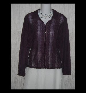 New J. Jill Purple Velvet Lace Knit Button Tunic Top Shirt X-Small XS