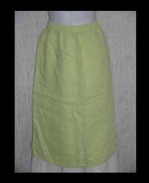 TSD Green Linen Calf Length Button Hem Skirt Small Medium S M
