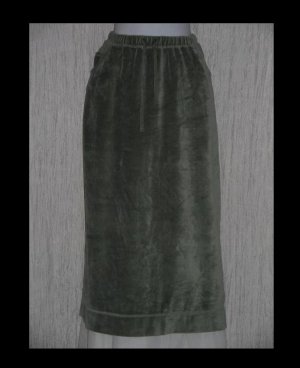 J. Jill Soft Sage Green Velour Drawstring Skirt Large Petite LP