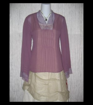 New Tapemeasure Ethereal Purple Silk Gathered Tunic Top Shirt 6