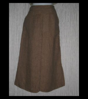 New FLAX Long Chocolate Tweed Linen Pocket Skirt Jeanne Engelhart Small S