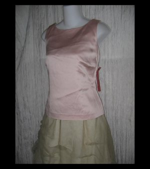 New BURNS Shapely Soft Makeup Pink Slinky Acetate Rayon Shell Tank Shirt 8