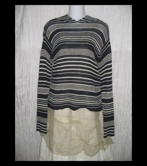 GAP Black & White Striped Knit Hooded Pullover Sweater Top Medium M