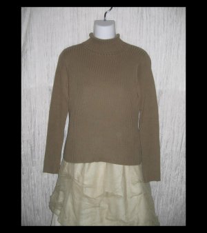 Northern Isles Earthy Brown Ribbed Knit Turtleneck Tunic Top Shirt Medium M