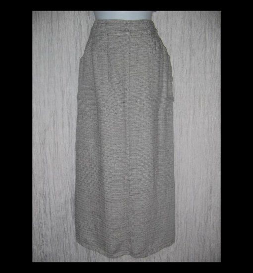 New FLAX Long Black & White Tweed Linen Pocket Skirt Jeanne Engelhart Petite P