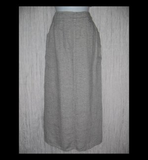 New FLAX Long Black & White Tweed Linen Pocket Skirt Jeanne Engelhart Petite P